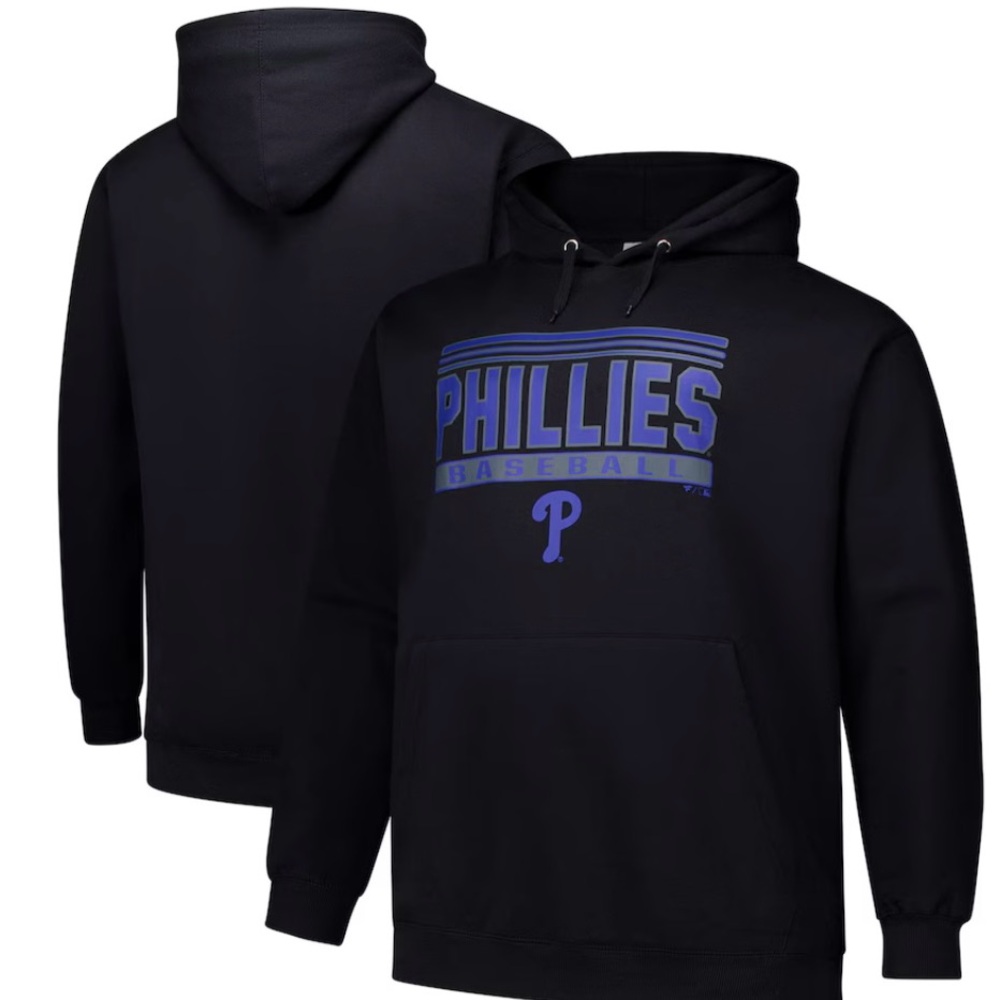 NWT Philadelphia Phillies Stack Fleece Pullover Hoodie - Black Men’s 4XB